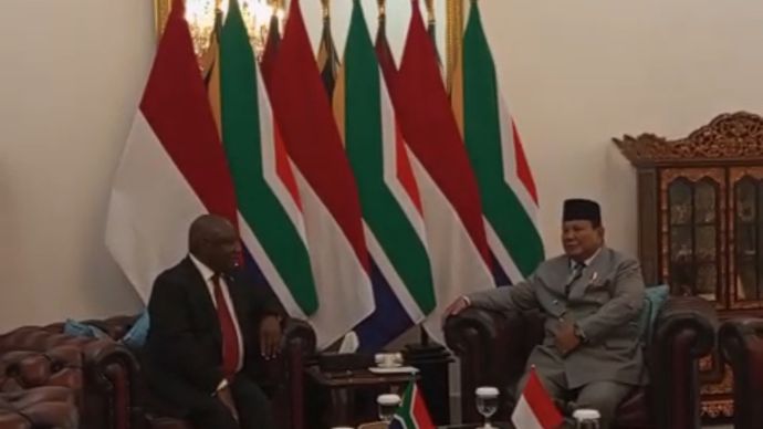Presiden Afrika Selatan Cyril Ramaphosa  dan Presiden Prabowo Subianto