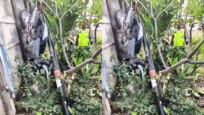 Motor Nyangkut Kecelakaan Tragis di Perbatasan Lamongan-Gresik