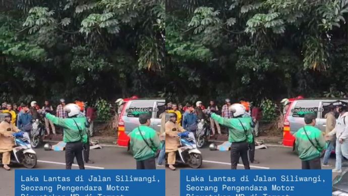 pemotor tewas kecelakaan di depok. Seorang pengendara motor berjenis kelamin laki-laki dilaporkan meninggal dunia di tempat (MD). Korban diketahui mengendarai sepeda motor berwarna hitam.