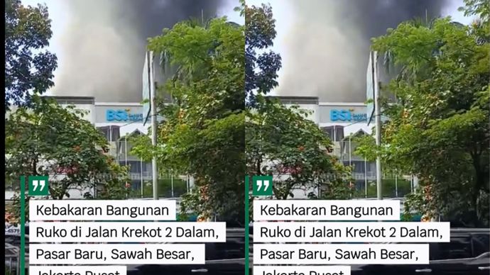 (Kamis, 30 Oktober 2025)&mdash;Bangunan ruko di Jalan Krekot 2, RW.02, Kelurahan Pasar Baru, Kecamaran Sawah Besar, Jakarta Pusat dilaporkan terbakar.