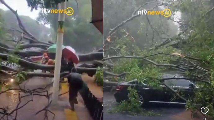  Hujan deras yang mengguyur wilayah Jakarta pada Kamis, 30 Oktober 2025 sore. (Sumber: Instagram: @ntvnews.id)