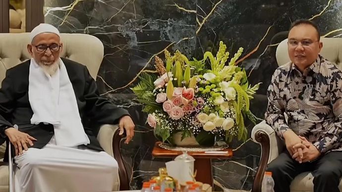 Wakil Ketua DPR RI Sufmi Dasco Ahmad menerima kunjungan Ustaz Abu Bakar Ba'asyir.