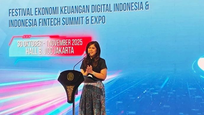 Menteri Komunikasi dan Digital (Menkomdigi) Meutya Hafid menyampaikan sambutannya dalam sesi diskusi yang digelar pada ajang FEKDI x IFSE 2025 di Jakarta Pusat, Kamis, 30 Oktober 2025. ANTARA/Farhan Arda Nugraha/am.