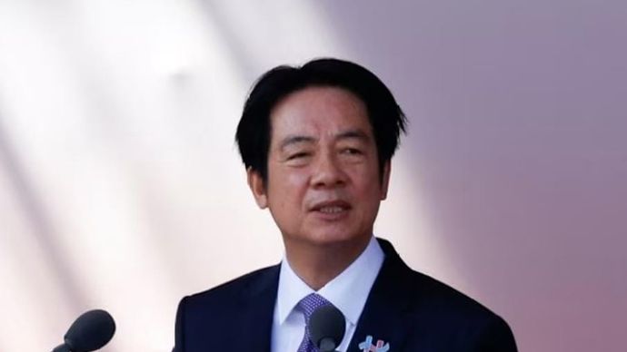 Presiden Taiwan Lai Ching-te menyampaikan pidato saat perayaan Hari Nasional di Taipei, Taiwan pada 10 Oktober 2025.