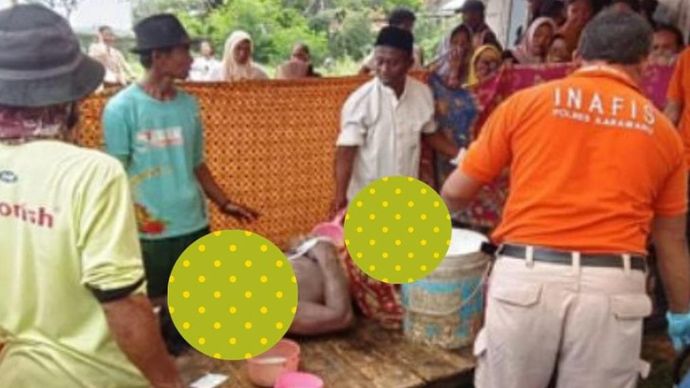 Mayat pria di persawahan Karawang.