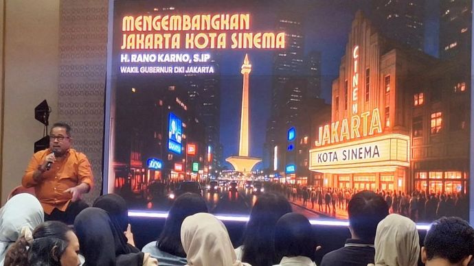Wakil Gubernur DKI Jakarta Rano Karno berbicara dalam acara IdeaTalks di Jakarta Internasional Convention Center (JICC), Jakarta, Sabtu, 1 Oktober 2025. ANTARA/Luthfia Miranda Putri.