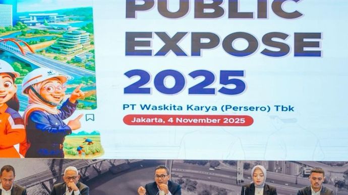 Jajaran direksi PT Waskita Karya (Persero) Tbk (WSKT) dalam Public Expose di Jakarta, Selasa (04/11/2025). (WSKT) 