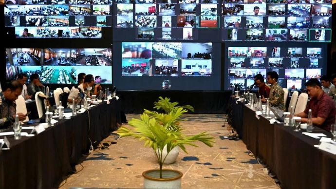 Suasana pantauan pelaksanaan Tes Kemampuan Akademik (TKA) di Command Center/Posko TKA Nasional milik Kemendikdasmen di Jakarta, Selasa 4 November 2025. ANTARA/HO-Humas Kemendikdasmen.