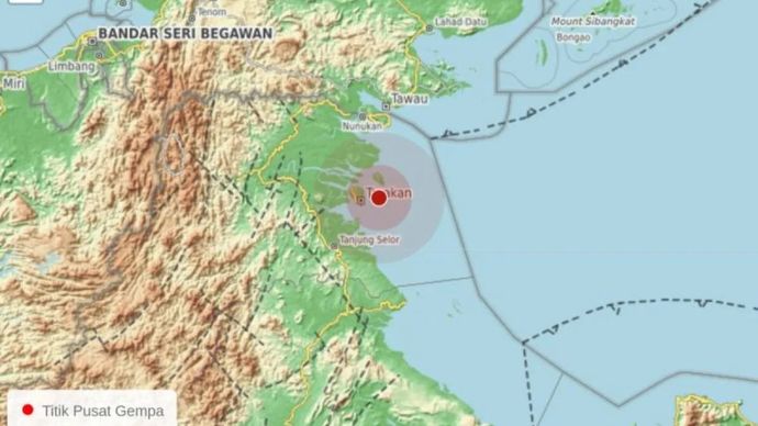 Gempa bumi dengan kekuatan magnitudo 4,8 menguncang Tarakan, Kalimantan Utara pada Rabu 5 November 2025 pukull 18:37:11 WITA. ANTARA/HO-BMKG