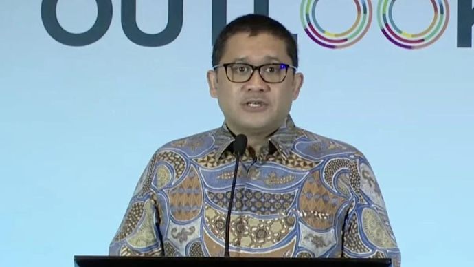 Direktur Jenderal Strategi Ekonomi dan Fiskal Kementerian Keuangan Febrio Kacaribu memberikan pemaparan dalam &ldquo;Economic Outlook: Tahun 2026, Tahun Ekspansi&rdquo; di Jakarta, Rabu 5 November 2025. (ANTARA/Imamatul Silfia)