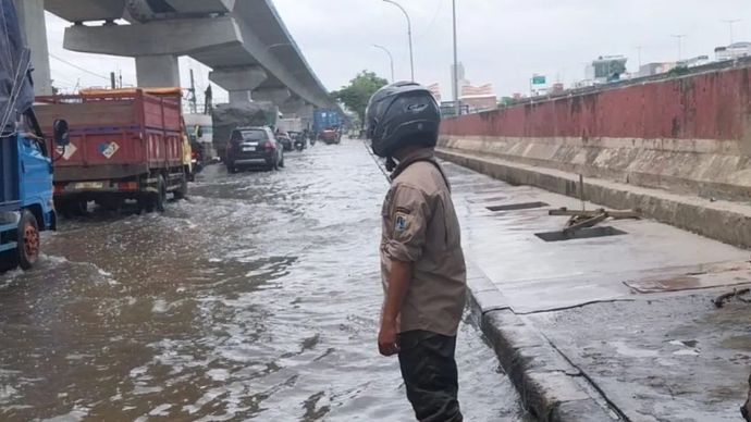 Banjir rob di Jakarta Utara.