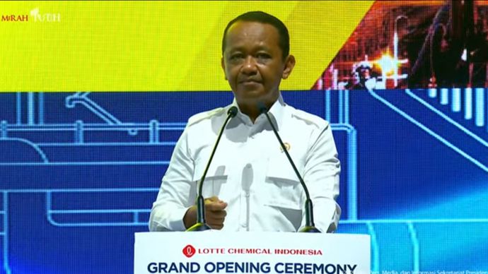 Menteri ESDM Bahlil Lahadalia dalam Acara Peresmian Pabrik Lotte Chemical Indonesia Cilegon
