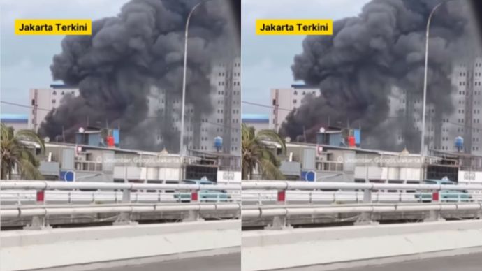 Kebakaran di kawasan Jelambar, Grogol Petamburan, Jakarta Barat, pada Sabtu pagi (8/11/2025).