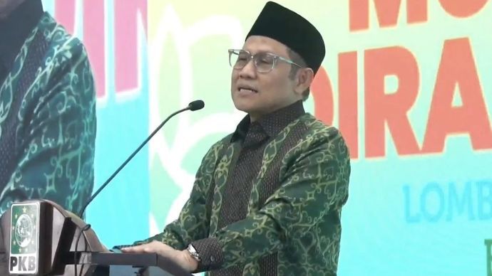 Tangkapan layar - Menteri Koordinator Bidang Pemberdayaan Masyarakat Muhaimin Iskandar berpidato saat penutupan Musabaqoh Qiraatil Kutub Nasional (MQKN) 2025 di Kantor DPP PKB, Jakarta, Minggu, 9 November 2025. (ANTARA/Fath Putra Mulya)