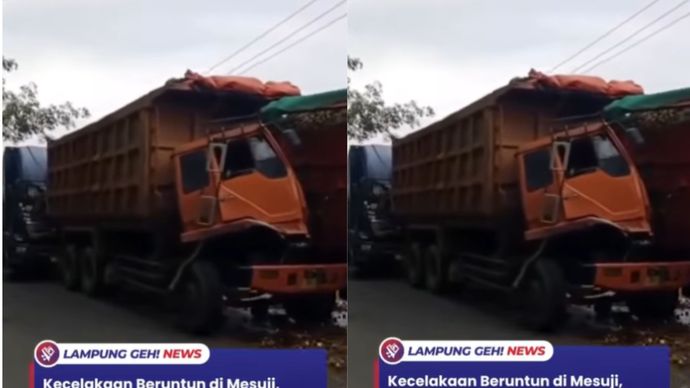 Kecelakaan Beruntun di Mesuji, Truk Bagian Tengah Penyok, Senin (10/11)