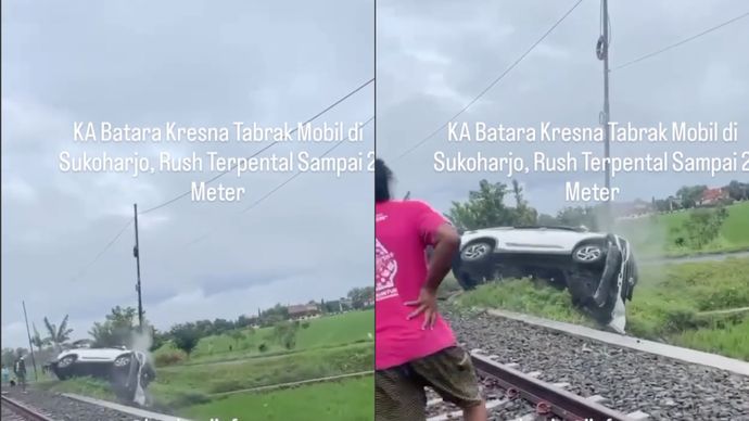 KA Batara Kresna Tabrak Mobil