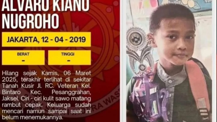 Postingan anak hilang yang berusia enam tahun bernama Alvaro Kiano Nugroho yang kini masih dalam pencarian, Jakarta, Kamis 13 November 2025. ANTARA/HO/Instagram-Polsek Pesanggrahan.