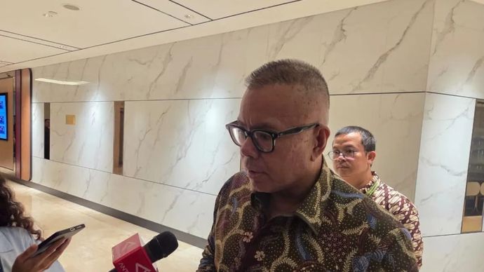 Ketua Bidang Diplomasi dan Komunikasi Satgas Penanganan Cs-137 Bara Krishna Hasibuan usai menghadiri 13th US-Indonesia Investment Summit di Jakarta, Senin 17 November 2025 (ANTARA/Bayu Saputra)