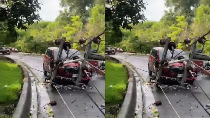 10 Tiang Listrik Ambruk di Makassar