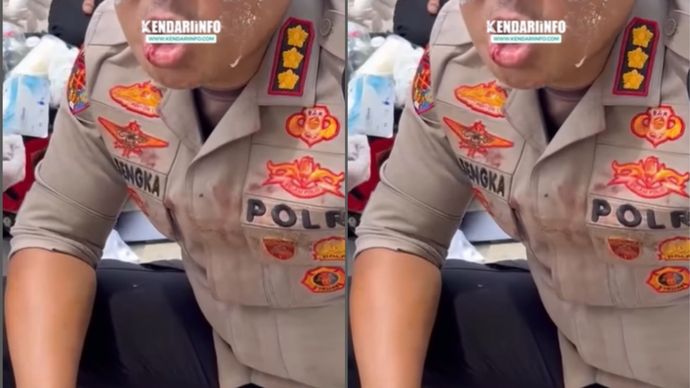 VIDEO: Wajah Kapolresta Kendari Kena Lemparan Batu