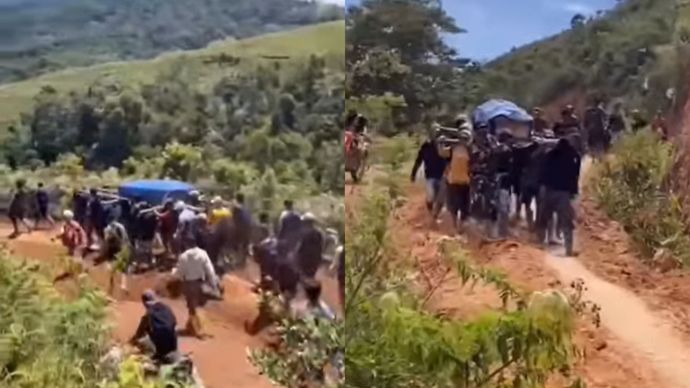 Jenazah Ditandu di Luwu Utara