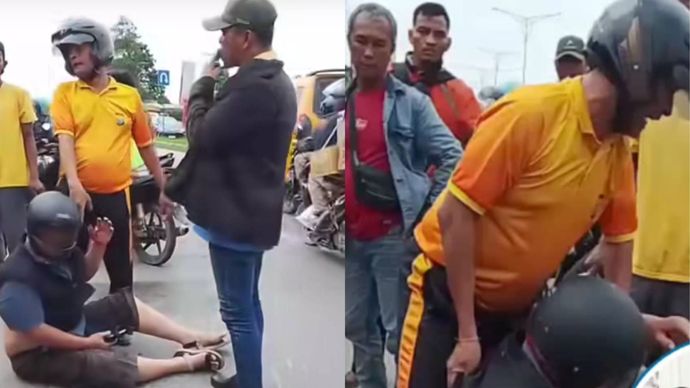 Anggota Polda Sumut Pukuli Pemotor