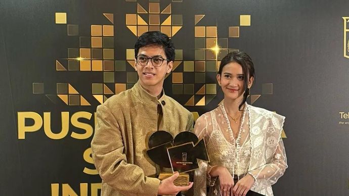 Aktor El Putra Sarira dan aktris Leya Princy dalam gelaran FFI 2025 yang digelar di Jakarta, Kamis 20November 2025. ANTARA/Sinta Ambarwati