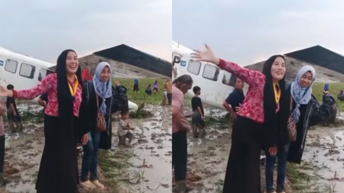 Lokasi Pesawat Capung Jatuh di Persawahan Karawang Jadi Tempat Berfoto Ria  