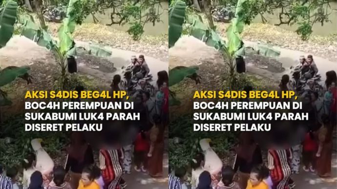 Seorang boc4h perempuan, warga Kampung Sayang Kecamatan Sukaraja Kabupaten Sukabumi Jawa Barat jadi korban beg4l handphone, Minggu siang (23/11/2025). Korban mengalami luk4 cukup parah karena terseret di jalanan meter saat berusaha mempertahankan HP nya dari tangan pelaku.