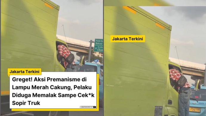 Preman palak sopir truk sampai dicekek