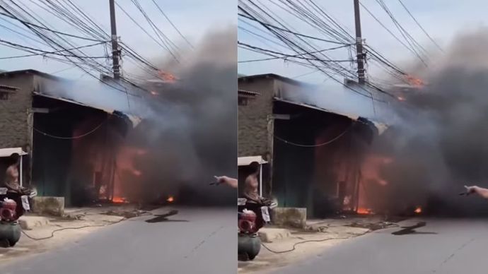 Kebakaran Hanguskan Warung Madura di Tarumajaya