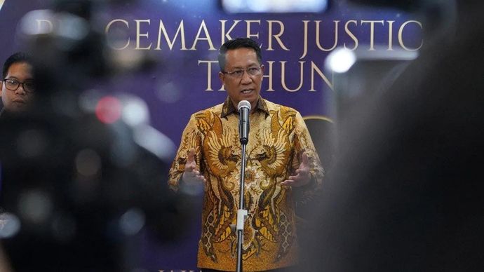 Menteri Hukum Supratman Andi Agtas dalam konferensi pers di Jakarta, Rabu 26 November 2025. ANTARA/HO-Kementerian Hukum RI/am.