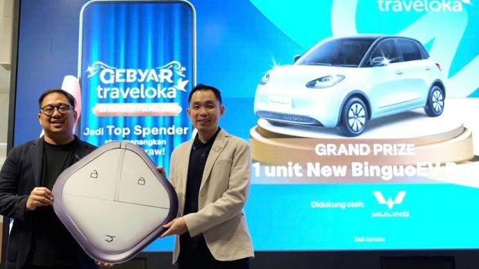 Wuling mempersembahkan New BinguoEV Pro sebagai hadiah utama di Gebyar Traveloka 2025. (Foto: Istimewa)