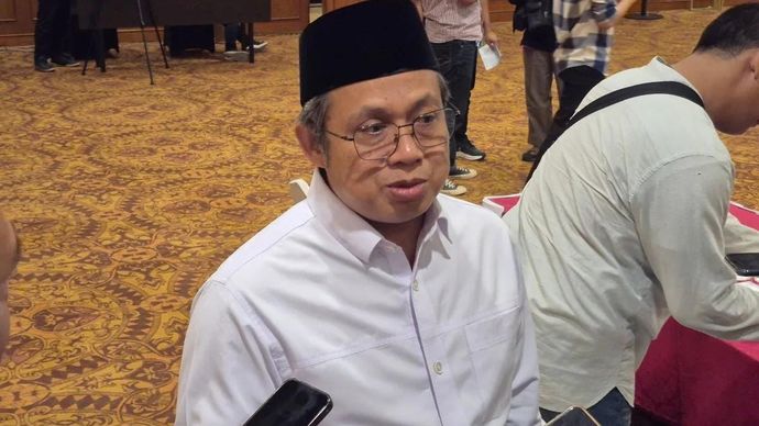 Katib Syuriyah Pengurus Besar Nahdlatul Ulama (PBNU) KH Sarmidi Husna ditemui dalam konferensi pers di Jakarta, Kamis 27 November 2025. ANTARA/Sean Filo Muhamad