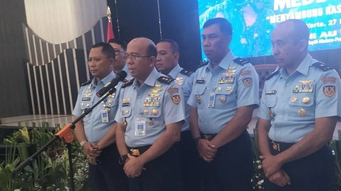 Asisten Teritorial Kepala Staf TNI Angkatan Udara Marsekal Muda Palito Sitorus di Lanud Halim Perdanakusuma, Jakarta Timur, Kamis 27 November 2025. ANTARA/Walda Marison.