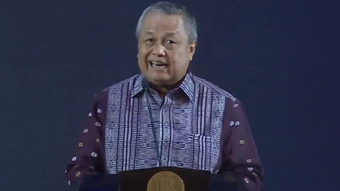 Gubernur Bank Indonesia (BI) Perry Warjiyo menyampaikan menyampaikan arah kebijakan BI dalam acara Pertemuan Tahunan Bank Indonesia (PTBI) Tahun 2025 di Jakarta, Jumat 28 November 2025 ANTARA/Rizka Khaerunnisa