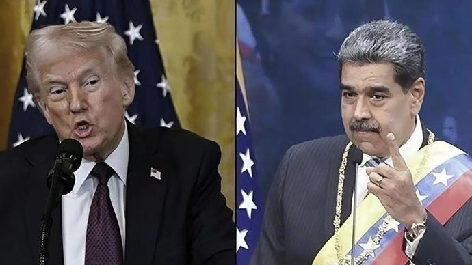 Ilustrasi - Presiden AS Donald Trump (kiri) dan Presiden Venezuela Nicolas Maduro. ANTARA/Anadolu/pri.