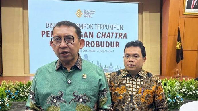 Menteri Kebudayaan Fadli Zon saat ditemui usai &ldquo;Diskusi Kelompok Terpumpun Pemasangan Chattra Candi Borobudur&rdquo; yang digelar di Jakarta, Rabu, 3 Desember 2025. ANTARA/Sinta Ambar