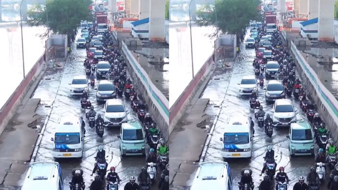 Banjir Rob Sebabkan Kemacetan di Tanjung Priok