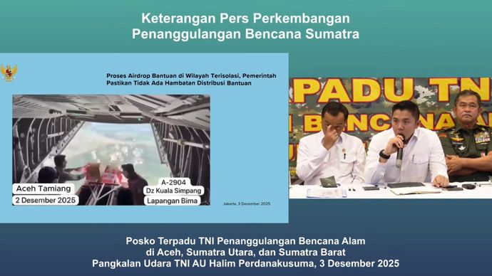 Sekretaris Kabinet Teddy Indra Wijaya di Keterangan Pers Perkembangan Penangulangan Bencana Sumatera