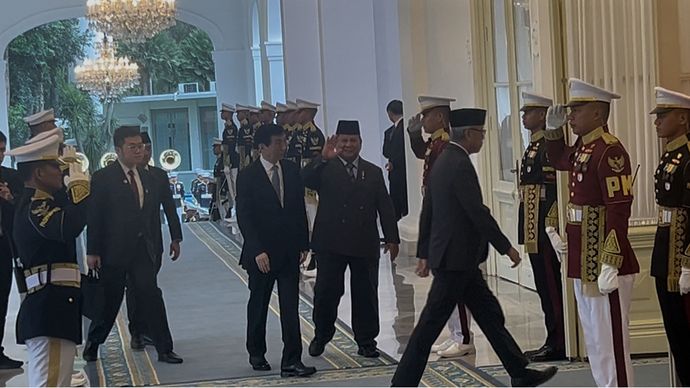Prabowo Sambut Kunjungan Ketua MPR China di Istana Merdeka