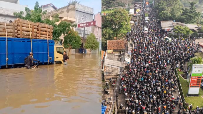 Banjir Parah Kepung Bandung hingga Sebabkan Kemacetan