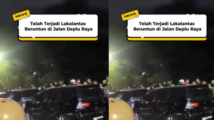 VIDEO : 4 Mobil Bertabrakan di Jalan Deplu Raya