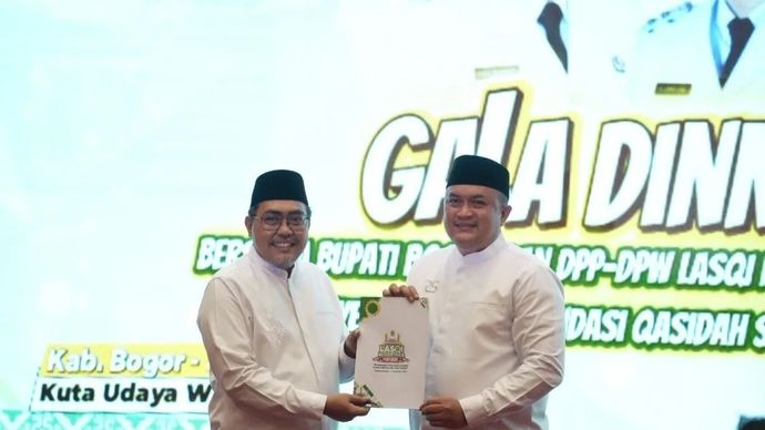 Bupati Bogor Rudy Susmanto bersama Ketua Umum Lasqi Nusantara Jaya Jazilul Fawaid di Pendopo Bupati, Cibinong, Kabupaten Bogor, Jawa Barat. ANTARA/HO-Pemkab Bogor.