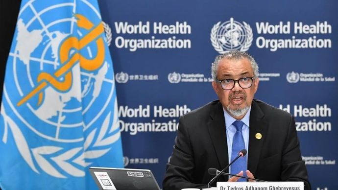 Ketua Organisasi Kesehatan Dunia (WHO) Tedros Adhanom Ghebreyesus berbicara pada konferensi pers di Jenewa, Swiss, 7 Agustus 2025. (ANTARA/Xinhua/Lian Yi)