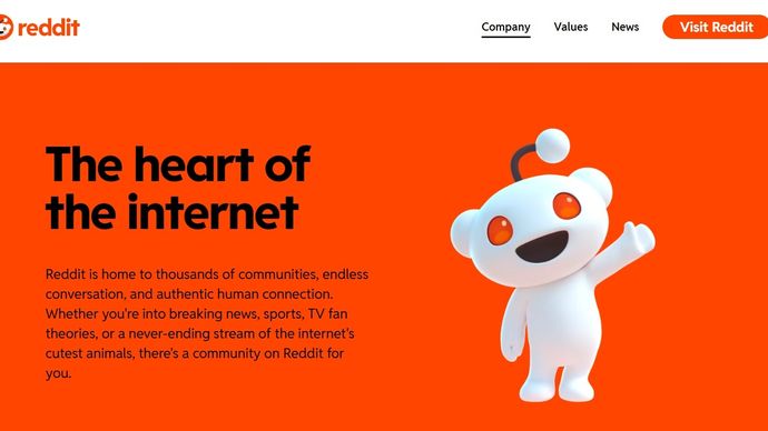 Halaman depan situs komunitas Reddit