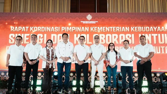 Kementerian Kebudayaan menggelar Rapat Koordinasi Pimpinan Kementerian Kebudayaan yang mengusung tema &ldquo;Sinergi dan Kolaborasi untuk Pemajuan Kebudayaan yang Berkelanjutan