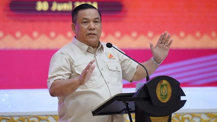 Plt. Gubernur Riau Sofyan Franyata Hariyanto saat menyampaikan pidato. ANTARA/HO-Pemprov Riau