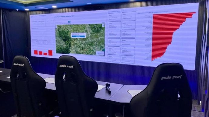 Suasana command center yang baru diresmikan Menteri Koperasi Ferry Juliantono sebagai pusat kendali data koperasi di Kantor Kementerian Koperasi, Jakarta, Senin 15 Desember 2025. (ANTARA/Shofi Ayudiana)