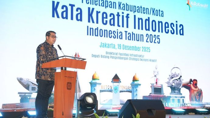 Menteri Ekraf Teuku Riefky dalam acara penetapan KaTa Kreatif 2025 di Hotel Borobudur, Jakarta/ist